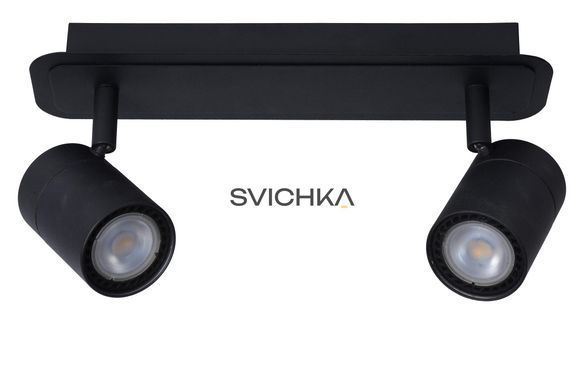 Стельовий точковий світильник для ванної Lucide LENNERT LED Dim. GU10 2x5W 3000K IP44 Black, BLACK, Чорний, Чорний