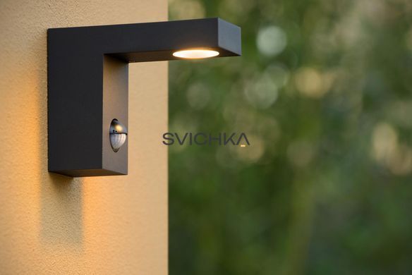 Настенный точечный светильник Lucide TEXAS-IR Indoor/Outdoor LED 1x7W 3000K IP54 Motion & Day/Night Sensor Anthracite