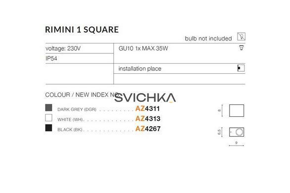 Настенный уличный светильник AZzardo RIMINI SQUARE IP54