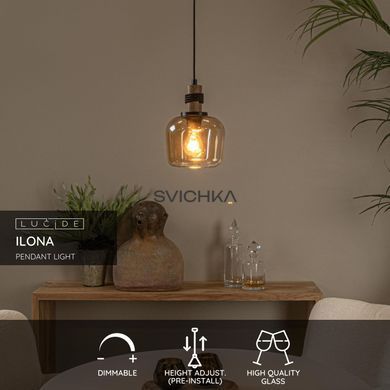 Подвесной светильник Lucide ILONA &Oslash; 18 cm 1xE27 Amber