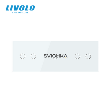 Сенсорний вимикач 5 сенсорів (2-1-2) Livolo білий скло (VL-C702/C701/C702-11)