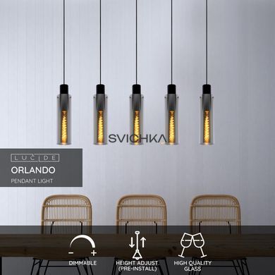 Підвісний світильник Lucide ORLANDO 5xE27 Smoke Grey, Smoke Grey