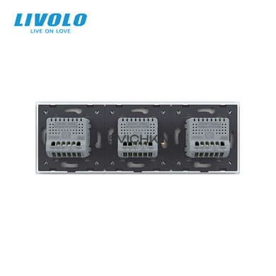 Сенсорний вимикач 5 сенсорів (2-1-2) Livolo білий скло (VL-C702/C701/C702-11)