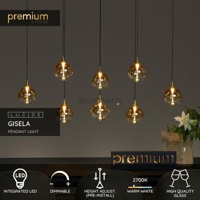 Підвісний світильник Lucide GISELA LED Dim. 8x3,9W 2700K Amber, Amber, Бурштинний, Бурштинний