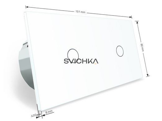 Безконтактний вимикач 2 сенсора (1-1) Livolo білий скло (VL-C701/C701-PRO-11)