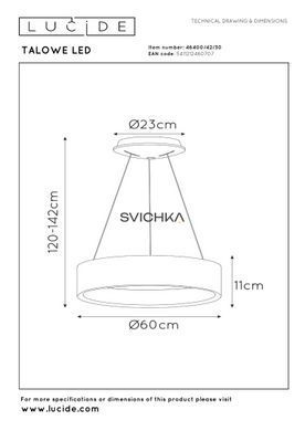 Подвесной светильник Lucide TALOWE LED &Oslash; 60 cm LED Dim. 1x39W 3000K Black
