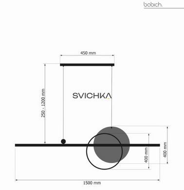 Підвісний світильник Babich Studio MID G-1500, Black