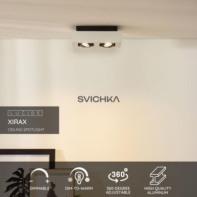 Стельовий точковий світильник Lucide XIRAX LED Dim to warm GU10 2x5W 2200K/3000K White, WHITE