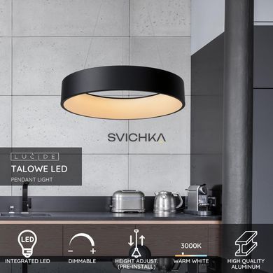 Подвесной светильник Lucide TALOWE LED &Oslash; 60 cm LED Dim. 1x39W 3000K Black