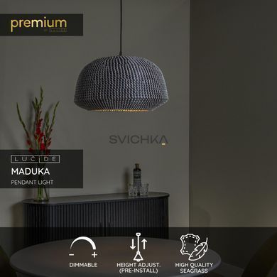 Підвісний світильник Lucide MADUKA 1xE27 Black, BLACK, Чорний, Чорний