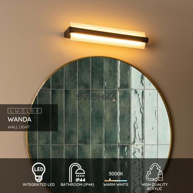 Настінний світильник для ванної Lucide WANDA LED 1x15W 3000K IP44 Transparant, Transparant, Матовий, Матовий