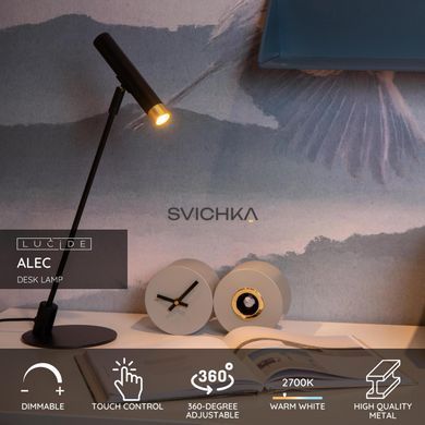 Настільна лампа Lucide ALEC LED Dim. G9 1x3W 2700K Interchangeable rings included Black, BLACK, Чорний, Чорний, Чорний