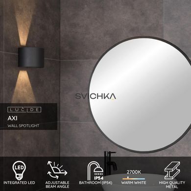Настенный точечный светильник для ванной Lucide AXI LED 2x7W 2700K IP54 Adjustable beam angle Black
