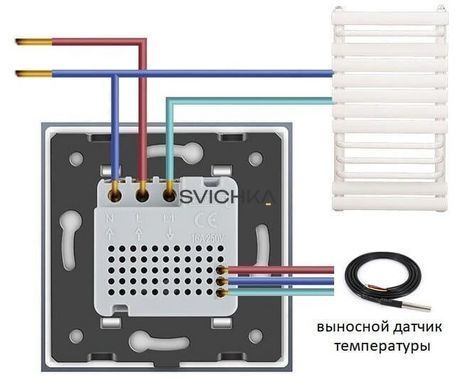 Комбінований терморегулятор (термостат) програмований для електричної теплої підлоги та 3-сенсорний вимикач (1-2) LIVOLO, білий скляний, в одній рамці (VL-C703/C701TM2-11)