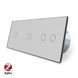 Розумний сенсорний ZigBee вимикач 4 сенсора (1-1-2) Livolo сірий скло (VL-C701Z/C701Z/C702Z-15)