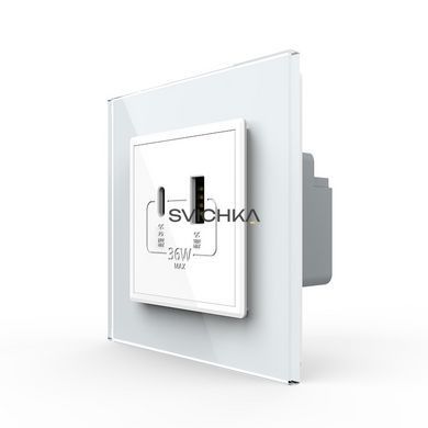 Розетка USB-A та USB-C з Power Delivery 36W Livolo білий скло (VL-C7FCUA18W.UC18W-2WP)