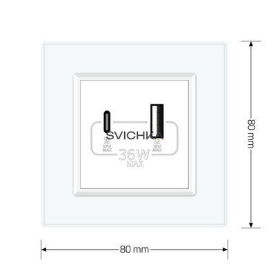 Розетка USB-A та USB-C з Power Delivery 36W Livolo білий скло (VL-C7FCUA18W.UC18W-2WP)