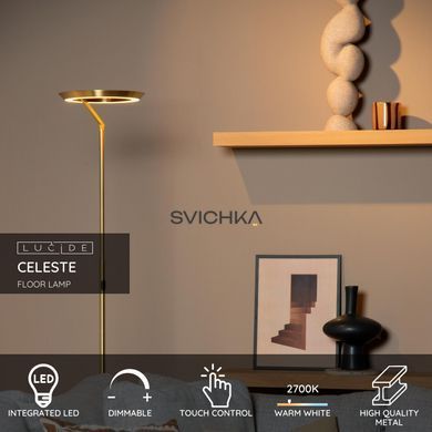 Торшер Lucide CELESTE &Oslash; 28 cm LED Dim. 1x21W 2700K Matt Gold / Brass, Matt Gold / Brass, Matt Gold / Brass, Matt Gold / Brass, Matt Gold / Brass