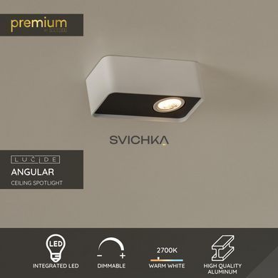 Стельовий точковий світильник Lucide ANGULAR LED Dim. White, WHITE, Чорний, Білий