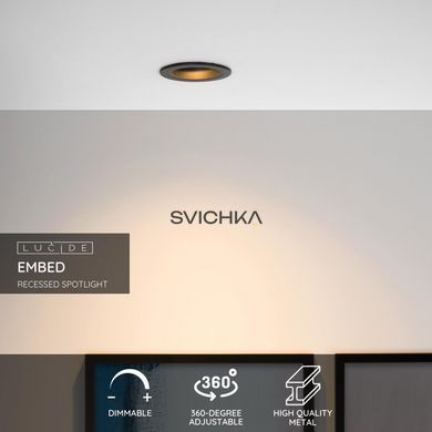 Вбудований світильник Lucide EMBED &Oslash; 9,1 cm 1xGU10 Black, BLACK