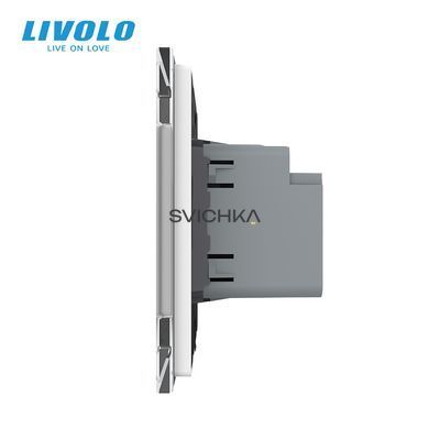 Розетка USB-A та USB-C з Power Delivery 36W Livolo білий скло (VL-C7FCUA18W.UC18W-2WP)