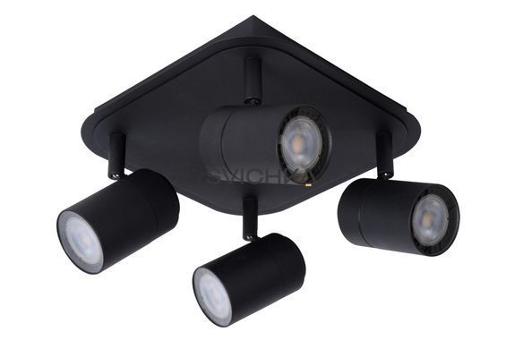 Стельовий точковий світильник для ванної Lucide LENNERT LED Dim. GU10 4x5W 3000K IP44 Black, BLACK, Чорний, Чорний