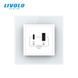 Розетка USB-A та USB-C з Power Delivery 36W Livolo білий скло (VL-C7FCUA18W.UC18W-2WP)