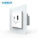 Розетка USB-A та USB-C з Power Delivery 36W Livolo білий скло (VL-C7FCUA18W.UC18W-2WP)