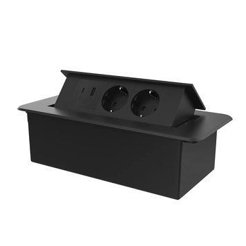 Мебельная розетка с USB-A, USB-C, плавное открытие, Power Delivery 36W Livolo серый в черном