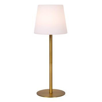 Акумуляторна настільна лампа для дому та вулиці Lucide TYON Battery pack/batteries &Oslash; 15 cm LED Dim. IP65 Matt Gold / Brass, Matt Gold / Brass, Matt Gold / Brass, Опал, Опал