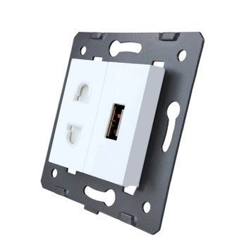 Механизм универсальная розетка и USB розетка Livolo