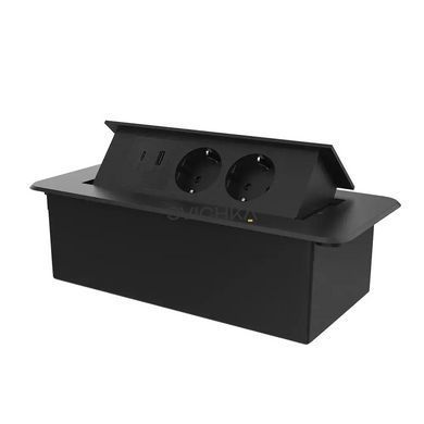 Мебельная розетка с USB-A, USB-C, плавное открытие, Power Delivery 36W Livolo серый в черном