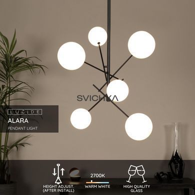 Подвесной светильник Lucide ALARA &Oslash; 72 cm LED G4 6x1,5W 2700K Black