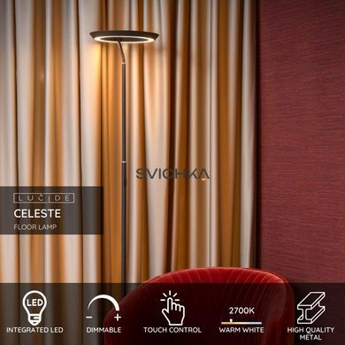 Торшер Lucide CELESTE &Oslash; 28 cm LED Dim. 1x21W 2700K Black
