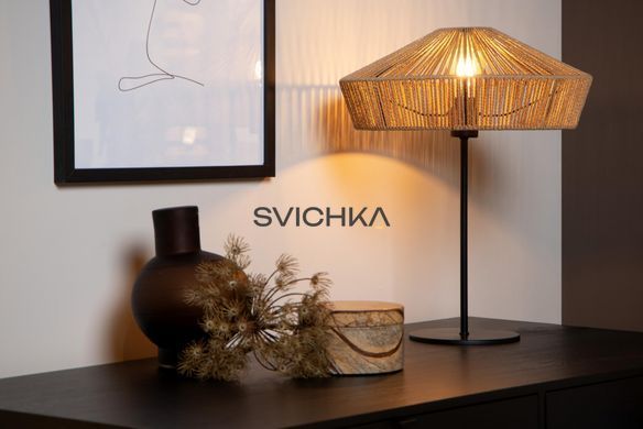 Настільна лампа Lucide YUNKAI &Oslash; 40 cm 1xE27 Natural, Natural, Чорний, Дерево, Дерево