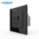 Розетка USB-A та USB-C з Power Delivery 36W Livolo чорний скло (VL-C7FCUA18W.UC18W-2BP)
