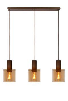 Підвісний світильник Lucide TOLEDO &Oslash; 20 cm 3xE27 Amber, Amber, Бурштинний, Бурштинний
