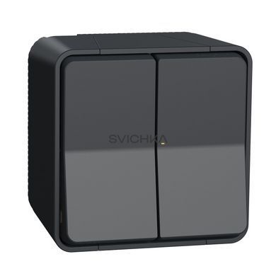 Двоклавішний перемикач у зборі IP55 для поверхневого монтажу Schneider Electric Mureva Styl, Чорний, Чорний