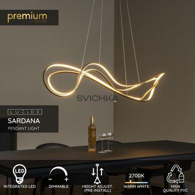 Підвісний світильник Lucide SARDANA LED Dim. 1x54W 2700K Matt Gold / Brass, Matt Gold / Brass, Matt Gold / Brass, Matt Gold / Brass
