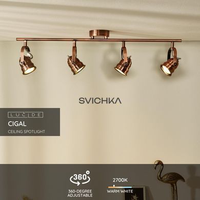 Потолочный точечный светильник Lucide CIGAL LED GU10 4x5W 2700K Copper