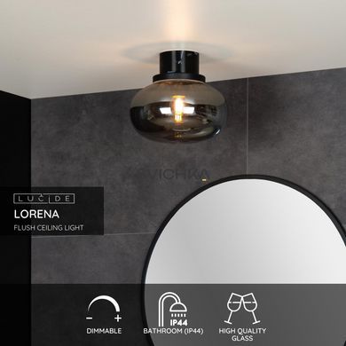 Стельовий світильник для ванної Lucide LORENA &Oslash; 23 cm 1xE27 IP44 Smoke Grey, Smoke Grey