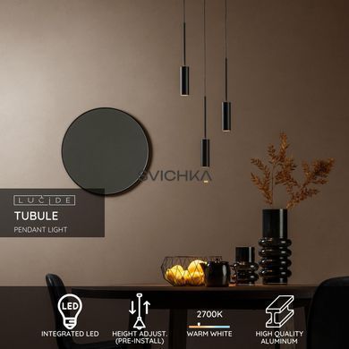 Підвісний світильник Lucide TUBULE &Oslash; 26 cm LED 3x7W 2700K Black, BLACK