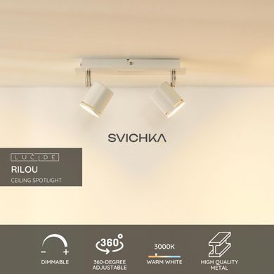 Стельовий точковий світильник Lucide RILOU LED Dim. GU10 2x5W 3000K White, WHITE