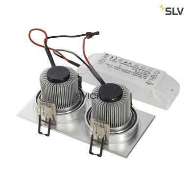Точковий світильник SLV NEW TRIA LED 2 SQUARE SET 113896, Срібний, серебро, Алюміній Мат, Алюміній Мат