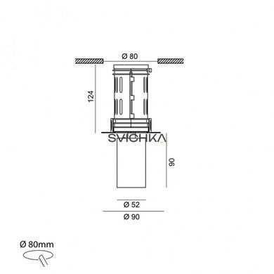 Врізний точковий світильник LTX TUB M INT, D52mm, L90mm, H124mm, 3000K, White