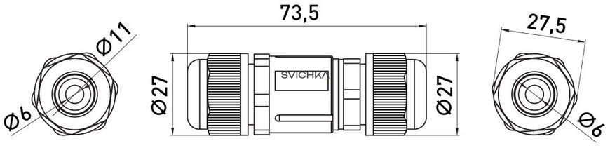 З'єднувач кабельний водонепроникний e.wcc.cnp20, IP68, Чорний, Чорний