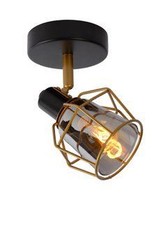 Стельовий точковий світильник Lucide NILA 1xE14 Black, BLACK, Димчатий, Бронзовий