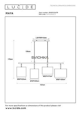 Подвесной светильник Lucide MAYA 4xE27 Cream