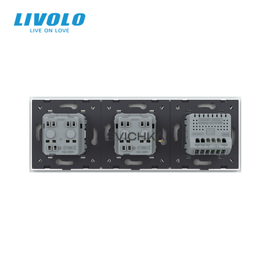 Сенсорний вимикач 1 сенсор 2 розетки Livolo білий скло (VL-C701/C7C2EU-11)