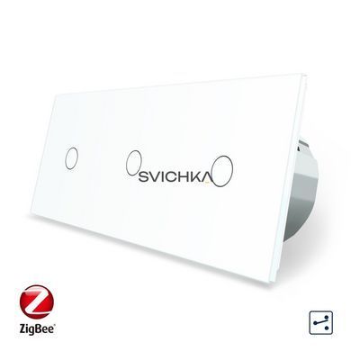 Розумний сенсорний прохідний/перехресний вимикач 3 сенсора (1-1-1) Livolo білий скло (VL-C703SZ-11)